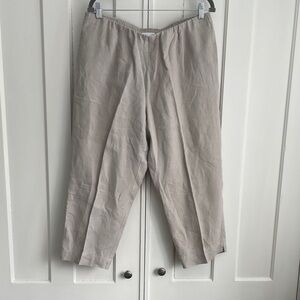 J. Jill 100% Love Linen Pants Women’s Khaki Chinos Size M Casual Elastic Waist